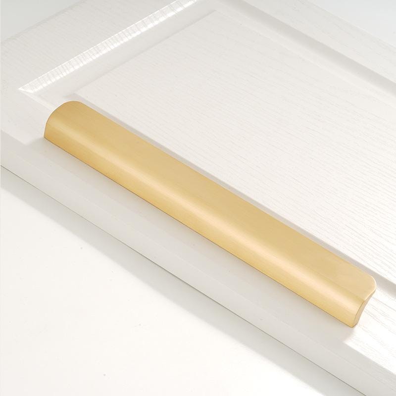 Solid Brass Edge Pull Handles for Drawers Cabinets Kitchen Furniture Modern Minimalist Brushed Gold Hardware for Wardrobe Cupboard Doors