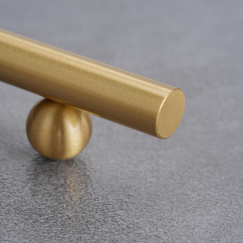 Gold Finish Solid Brass Cabinet Handles Modern Style Sleek Cylindrical Pulls Minimalist Furniture Knobs Drawer Kitchen Wardrobe Hardware