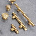 Solid Brass Round Cabinet Pulls & Knobs - Brushed Gold Finish - #1 Round / 1pc