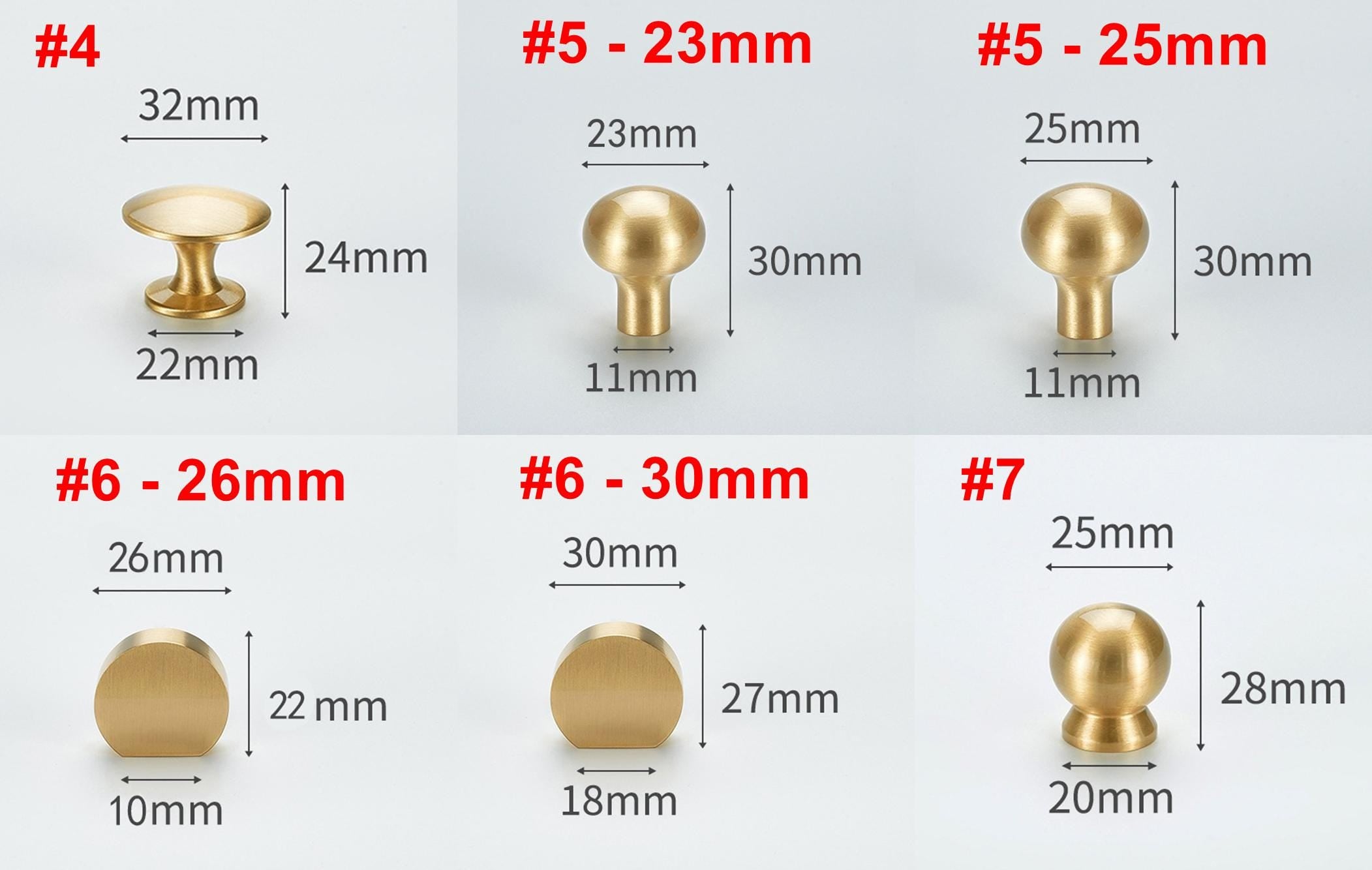 Solid Brass Round Cabinet Pulls & Knobs - Gold Finish for Cabinets - #1 - 30mm / 1pc