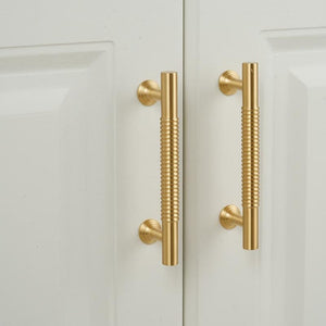 Solid Brass Knurled Cabinet Pulls & Knobs - Brushed Gold Finish - #3 - 192mm / 1pc