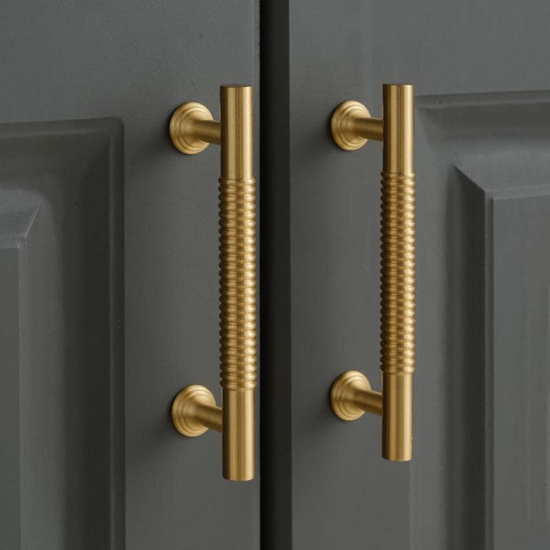 Solid Brass Cabinet Handles Knobs Mixed Shapes Gold Finish Drawer Pulls for Kitchen Wardrobe Cupboard Dresser Furniture Modern Hardware Set