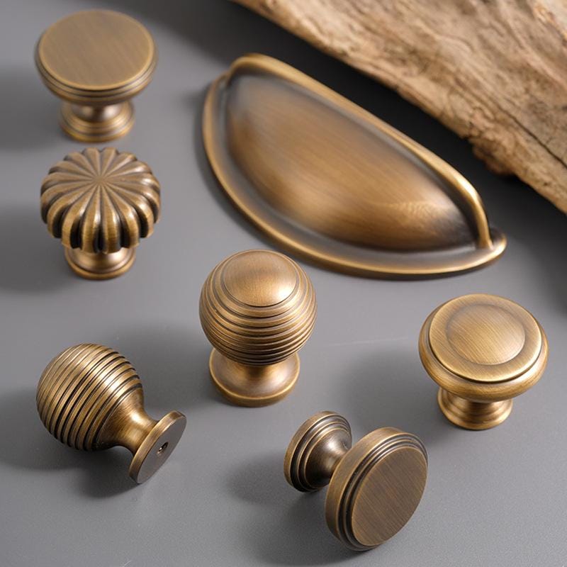 Solid Brass Vintage Cabinet Pulls & Knobs - Bronze Finish Hardware - #4 - 24mm / 1pc