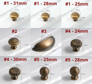 Solid Brass Vintage Cabinet Pulls & Knobs - Bronze Finish Hardware - #1 - 28mm / 1pc