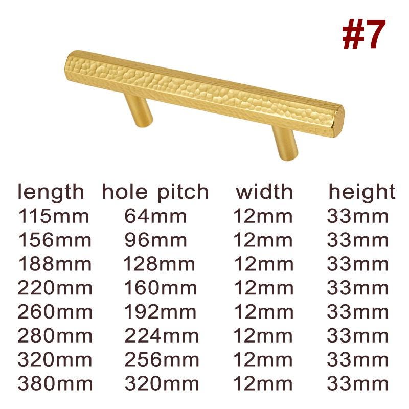 Solid Brass Hammered Texture Cabinet Handles Knobs Polished Gold Finish Pulls For Kitchen Furniture Closet Drawers Wardrobe Cupboard Decor