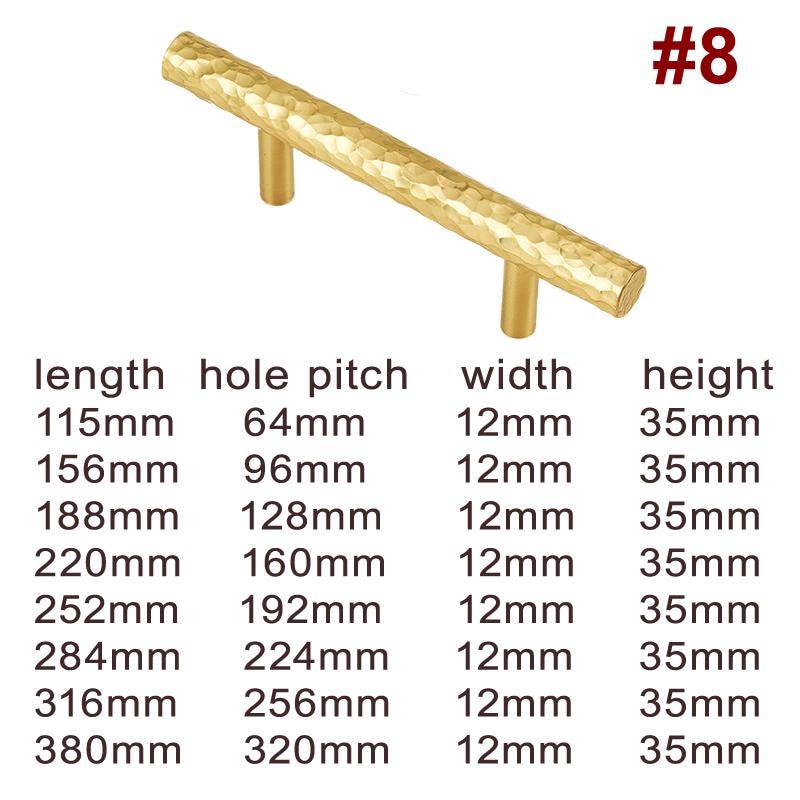 Solid Brass Hammered Texture Cabinet Handles Knobs Polished Gold Finish Pulls For Kitchen Furniture Closet Drawers Wardrobe Cupboard Decor