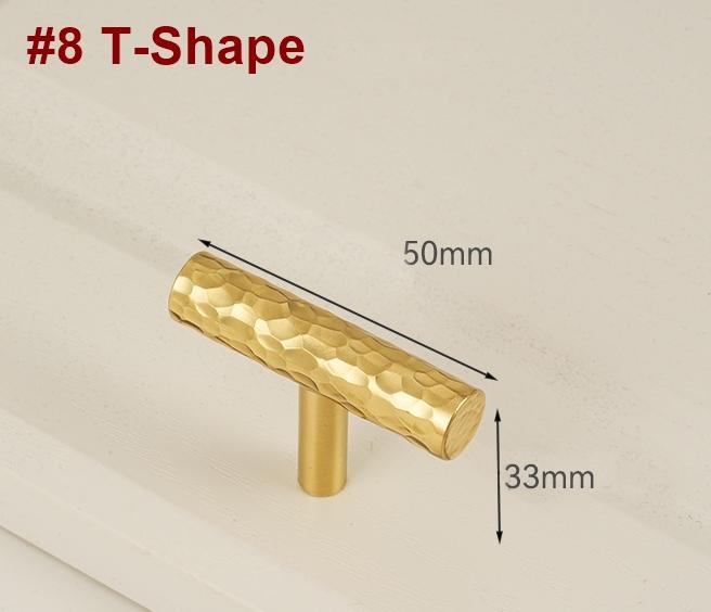 Solid Brass Hammered Texture Cabinet Handles Knobs Polished Gold Finish Pulls For Kitchen Furniture Closet Drawers Wardrobe Cupboard Decor