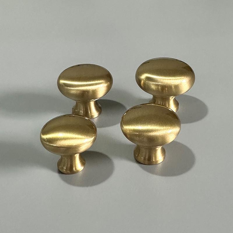 Solid Brass Cabinet Knobs Mushroom Style Drawer Pulls Vintage Gold Black Chrome Handles Kitchen Dresser Wardrobe Furniture Cupboard Doors