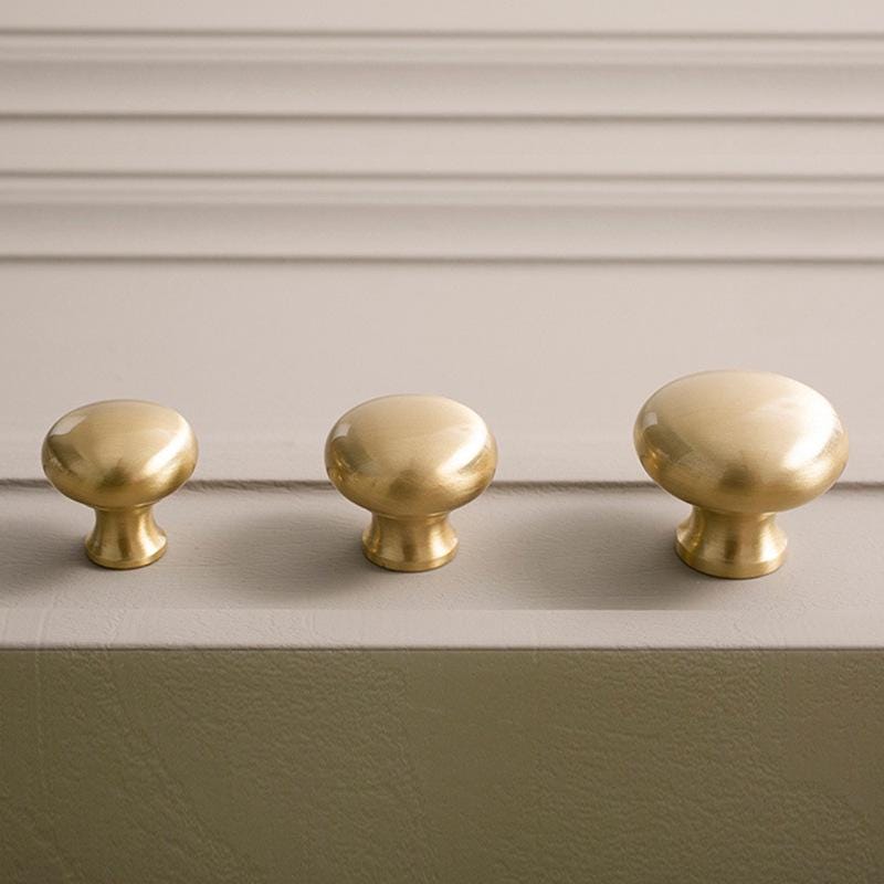 Solid Brass Cabinet Knobs Mushroom Style Drawer Pulls Vintage Gold Black Chrome Handles Kitchen Dresser Wardrobe Furniture Cupboard Doors