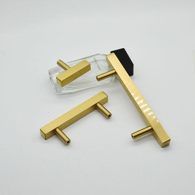 Solid Brass Square Drawer Handles Cabinet Pulls Dresser Knobs Furniture Hardware Kitchen Cupboard Wardrobe Minimalist Modern Gold Design