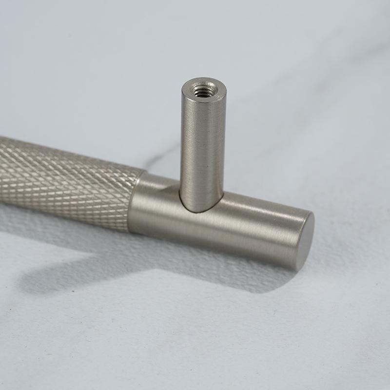 Solid Brass Knurled Texture Cabinet Handles Drawer Pulls Wardrobe Knobs Matte Nickel Finish Furniture Hardware Modern Industrial Style