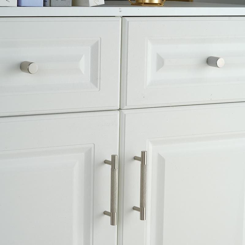 Solid Brass Knurled Texture Cabinet Handles Drawer Pulls Wardrobe Knobs Matte Nickel Finish Furniture Hardware Modern Industrial Style