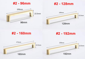 Solid Brass Minimalist Cabinet Pulls & Knobs - Brushed Gold Finish - #2 - 96mm / 1pc
