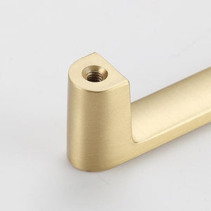 Solid Brass Minimalist Cabinet Pulls & Knobs - Brushed Gold Finish - #3 - 128mm / 1pc
