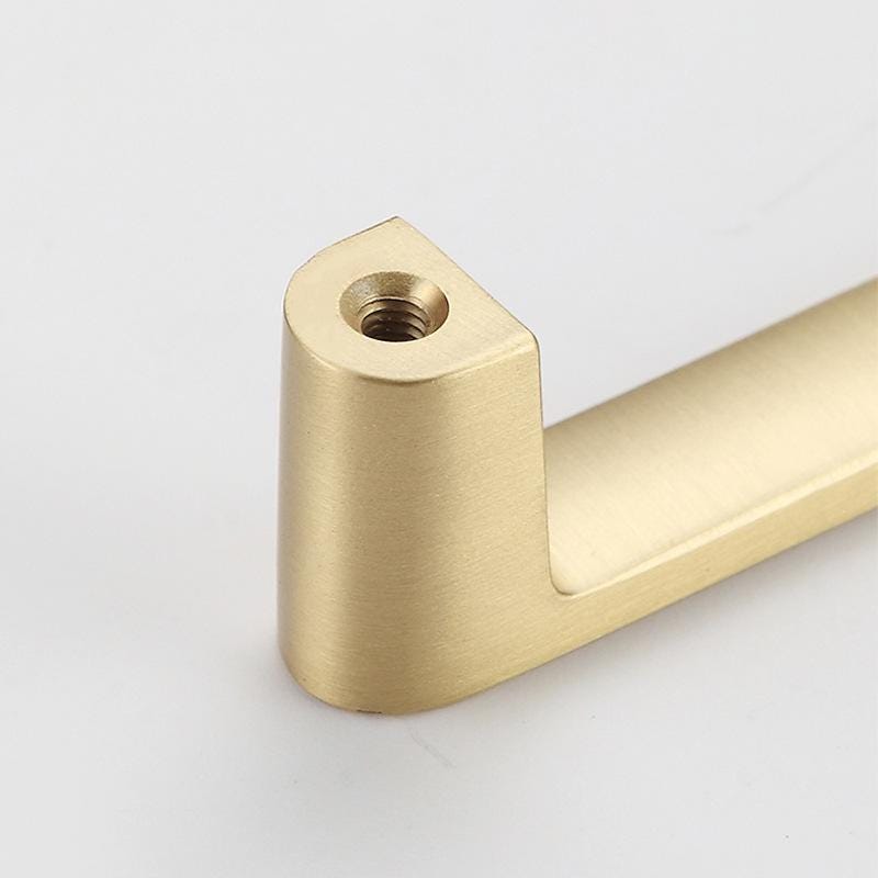 Solid Brass Minimalist Cabinet Pulls & Knobs - Brushed Gold Finish - #3 - 128mm / 1pc