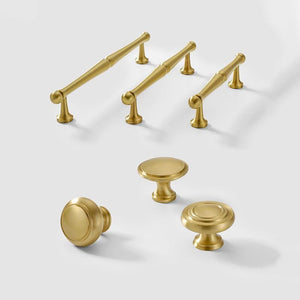 Solid Brass Vintage Cabinet Pulls & Knobs - Gold Finish Hardware - #4 - 30mm / 1pc