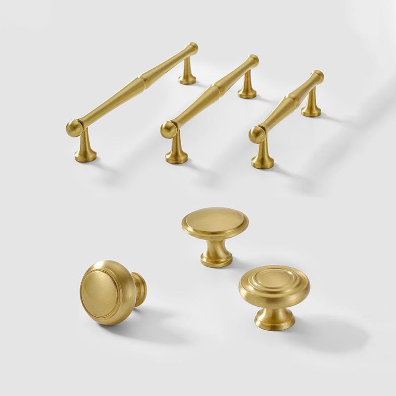 Solid Brass Vintage Cabinet Pulls & Knobs - Gold Finish Hardware - #4 - 30mm / 1pc
