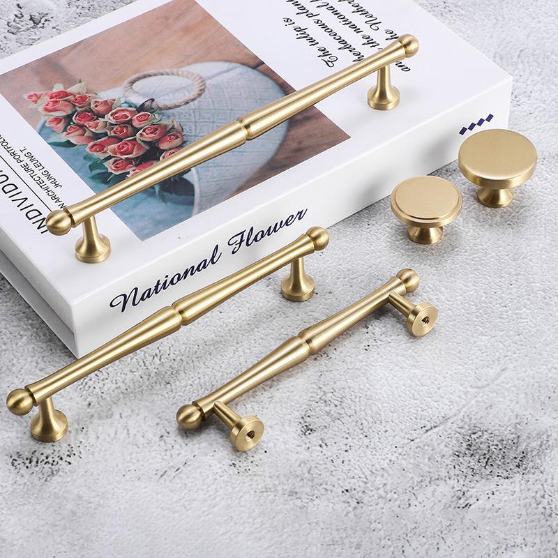 Solid Brass Vintage Cabinet Pulls & Knobs - Gold Finish Hardware - #6 - 96mm / 1pc