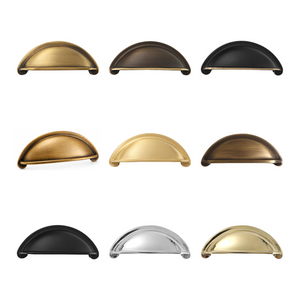Open-Back Cup Pull shown in 9 finishes.