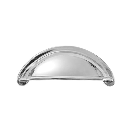 Open-Back Cup Pull in Polished Chrome, front view.