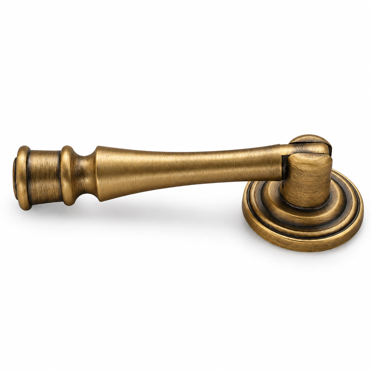 Swinging bar brass drop pull with brushed bronze finish, style #11.
