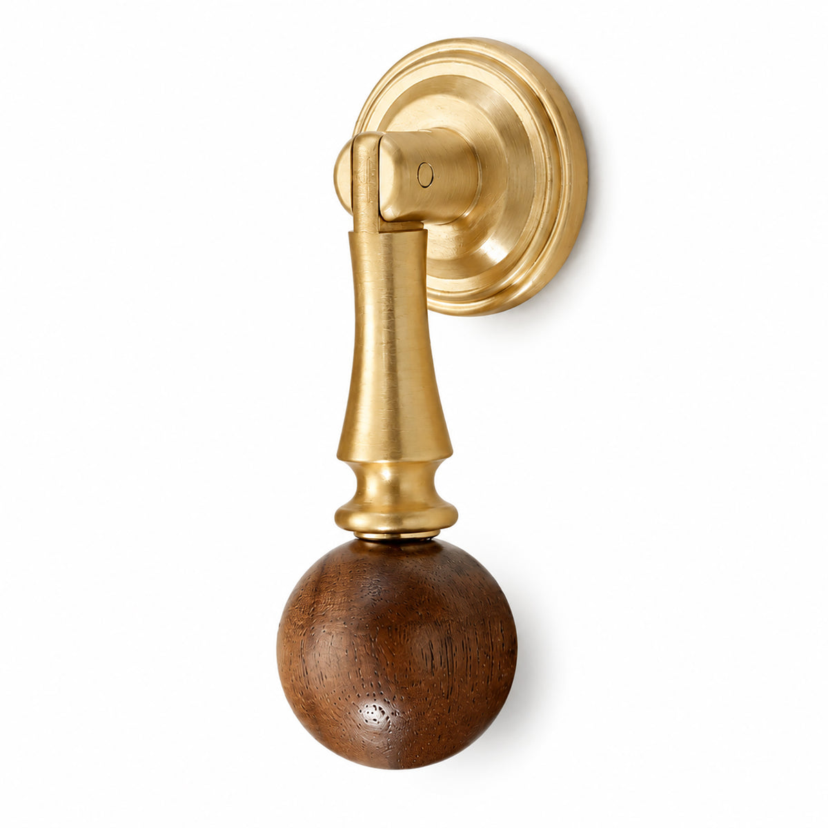 Brass drop pull with dark wood ball end, style #4 Brass.
