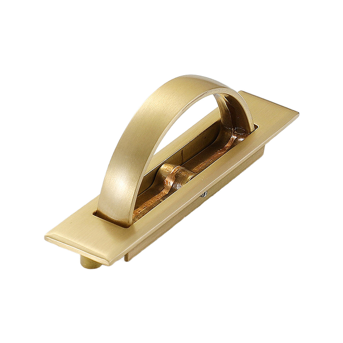 Solid brass recessed cabinet pull, style #20, tatami handle.