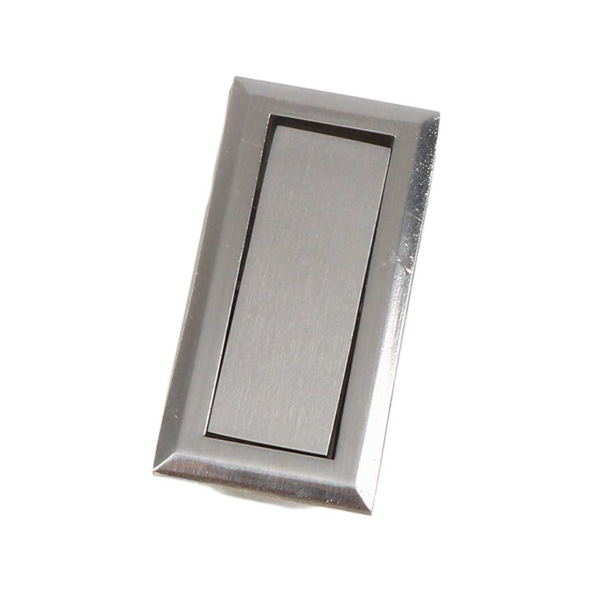 Rectangular silver-tone flush pull with an inset panel, option No. 1, 50 mm.