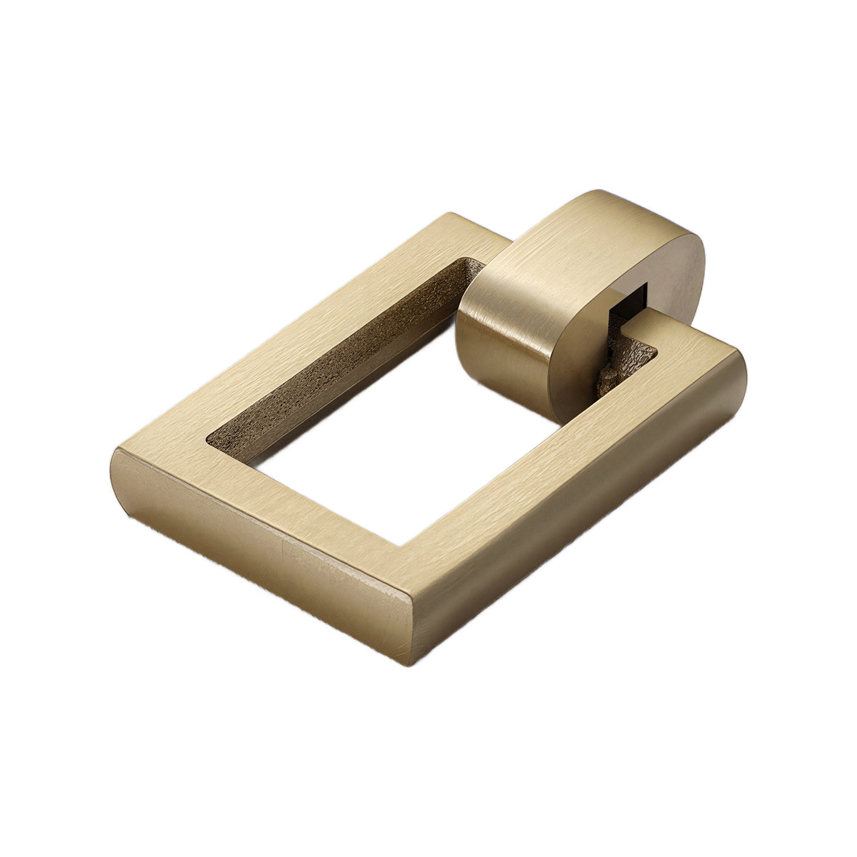 Brass-tone square ring pull with an open center, option No. 9.