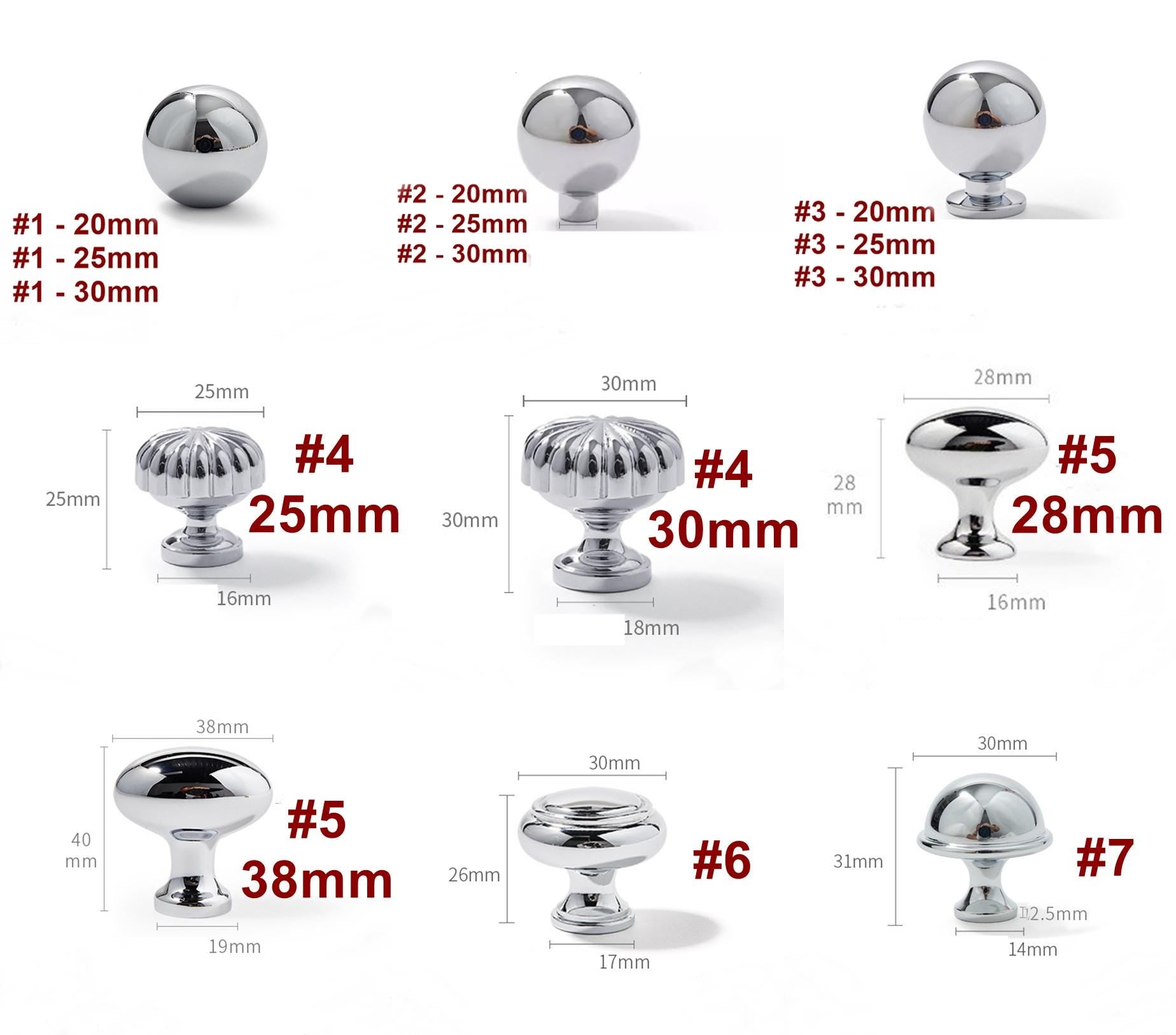 Solid Brass Art Deco Cabinet Pulls & Knobs - Chrome Finish Hardware - #1 - 25mm / 1 pc