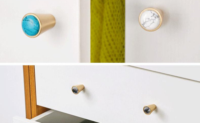 Solid Brass Cabinet Knobs with Colorful Resin Inlays - #7