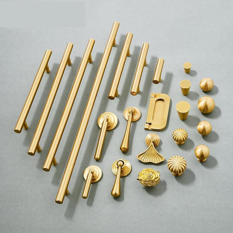 Solid Brass Art Deco Cabinet Pulls & Knobs - Gold Finish Hardware - #1 - 20mm / 1 pc