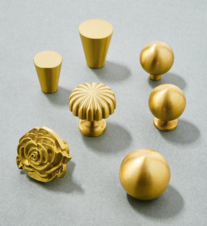Solid Brass Art Deco Cabinet Pulls & Knobs - Gold Finish Hardware - #3 - 20mm / 1 pc