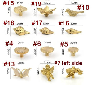 Solid Brass Butterfly Cabinet Pulls & Knobs - Gold Finish Hardware - #1 right/gold/163mm / 1pc