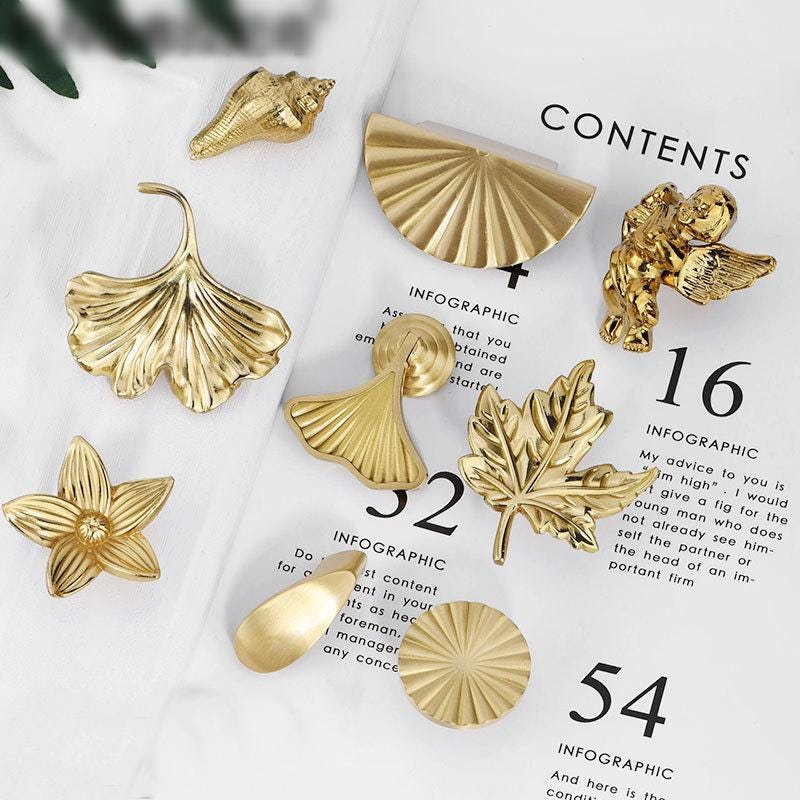 Solid Brass Butterfly Cabinet Pulls & Knobs - Gold Finish Hardware - #3 gold 69mm / 1pc