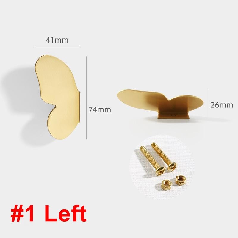 Solid Brass Butterfly Cabinet Pulls & Knobs - Gold Finish Hardware - #1 Right / 1pc