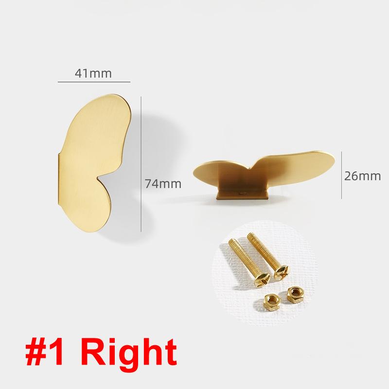 Solid Brass Butterfly Cabinet Pulls & Knobs - Gold Finish Hardware - #1 Left+Right / 1pc