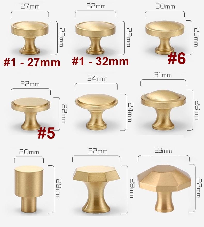 Solid Brass Cabinet Cup Pulls - Furniture for Cabinets & Drawers - #1 - 32mm / 1pc