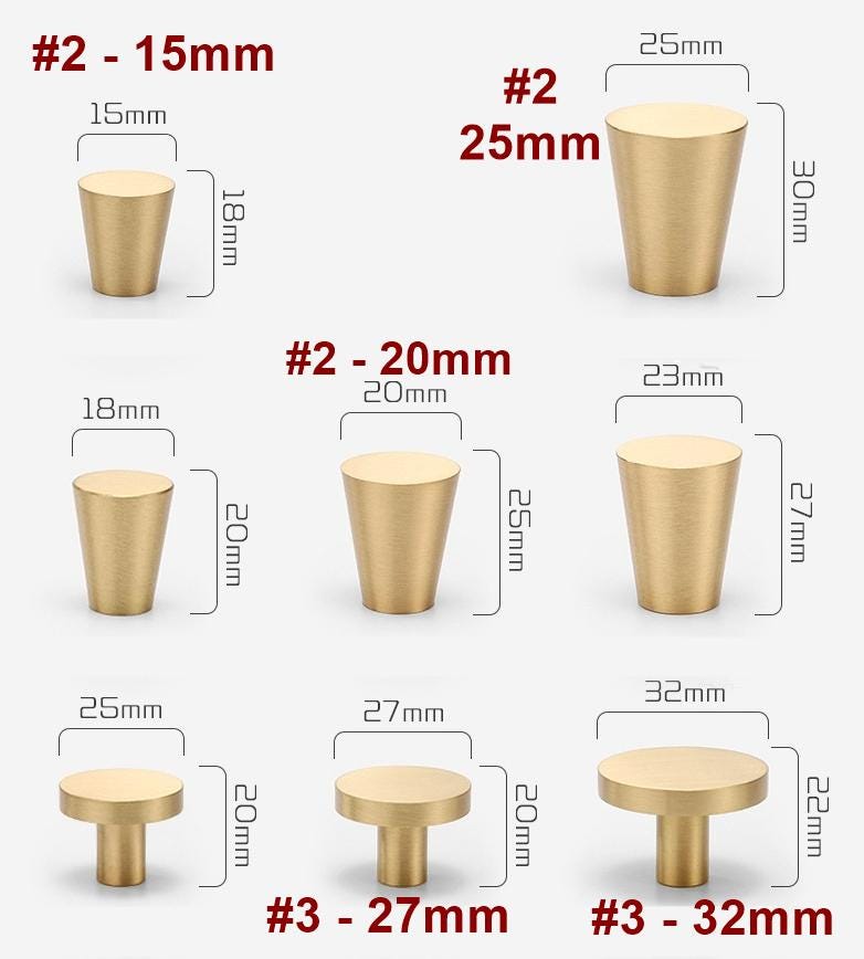 Solid Brass Cabinet Cup Pulls - Furniture for Cabinets & Drawers - #2 - 15mm / 1pc
