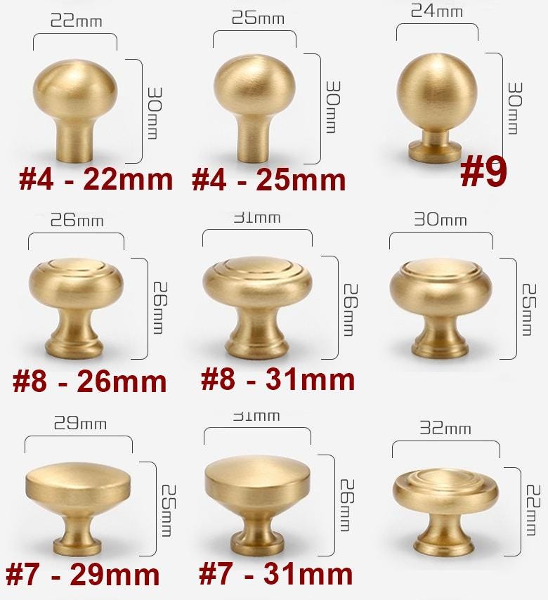 Solid Brass Cabinet Cup Pulls - Furniture for Cabinets & Drawers - #2 - 20mm / 1pc