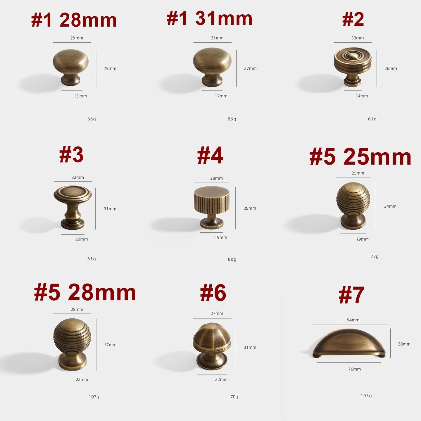 Solid Brass Cabinet Cup Pulls - Antique Bronze Finish for Cabinets - #2 / 1pc