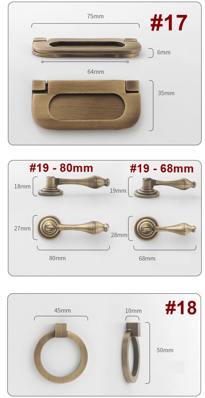Solid Brass Cabinet Cup Pulls - Antique Bronze Finish for Cabinets - #4 / 1pc
