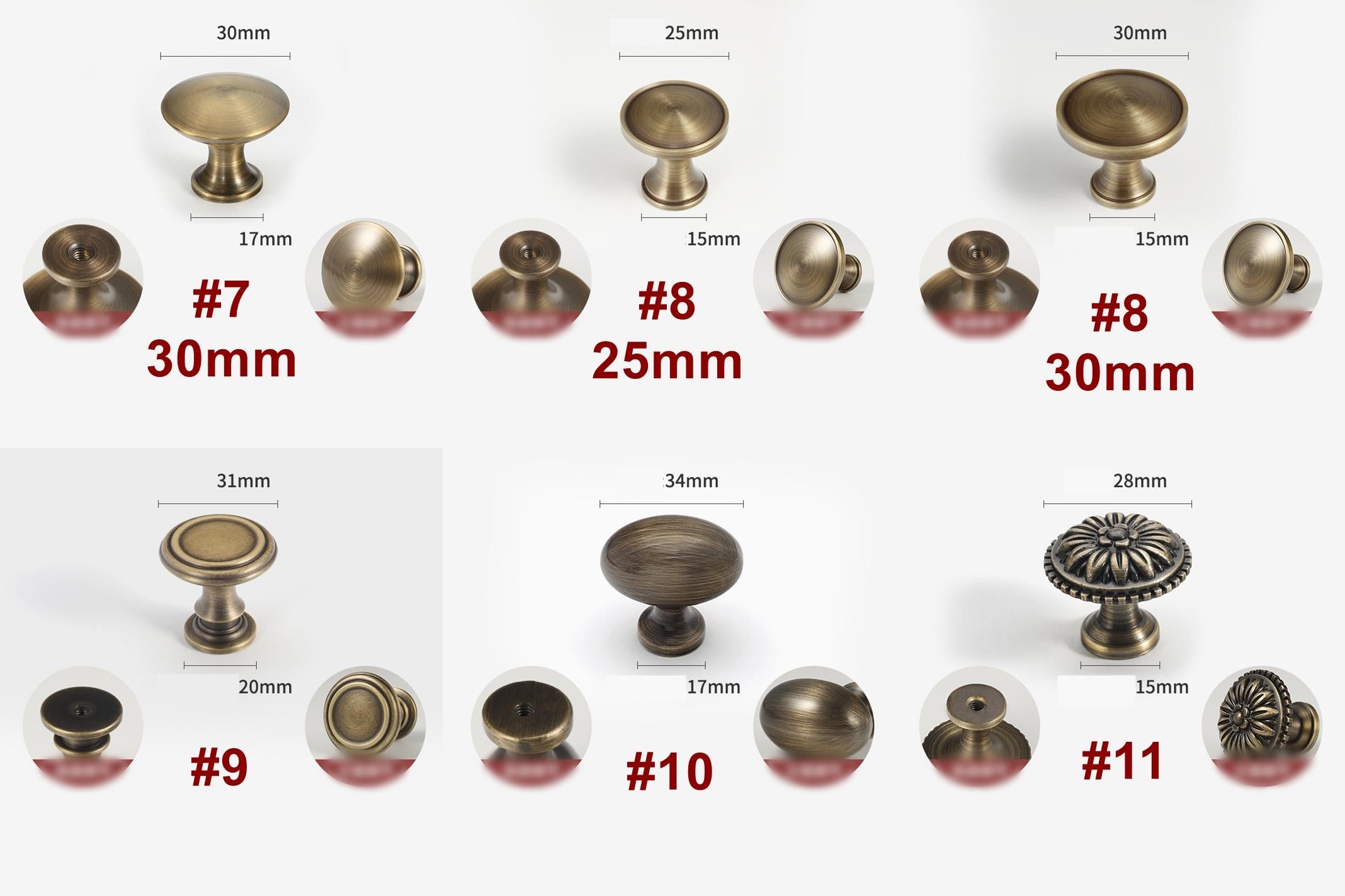 Solid Brass Cabinet Cup Pulls - Antique Bronze Finish for Cabinets - #2 - 25mm / 1pc