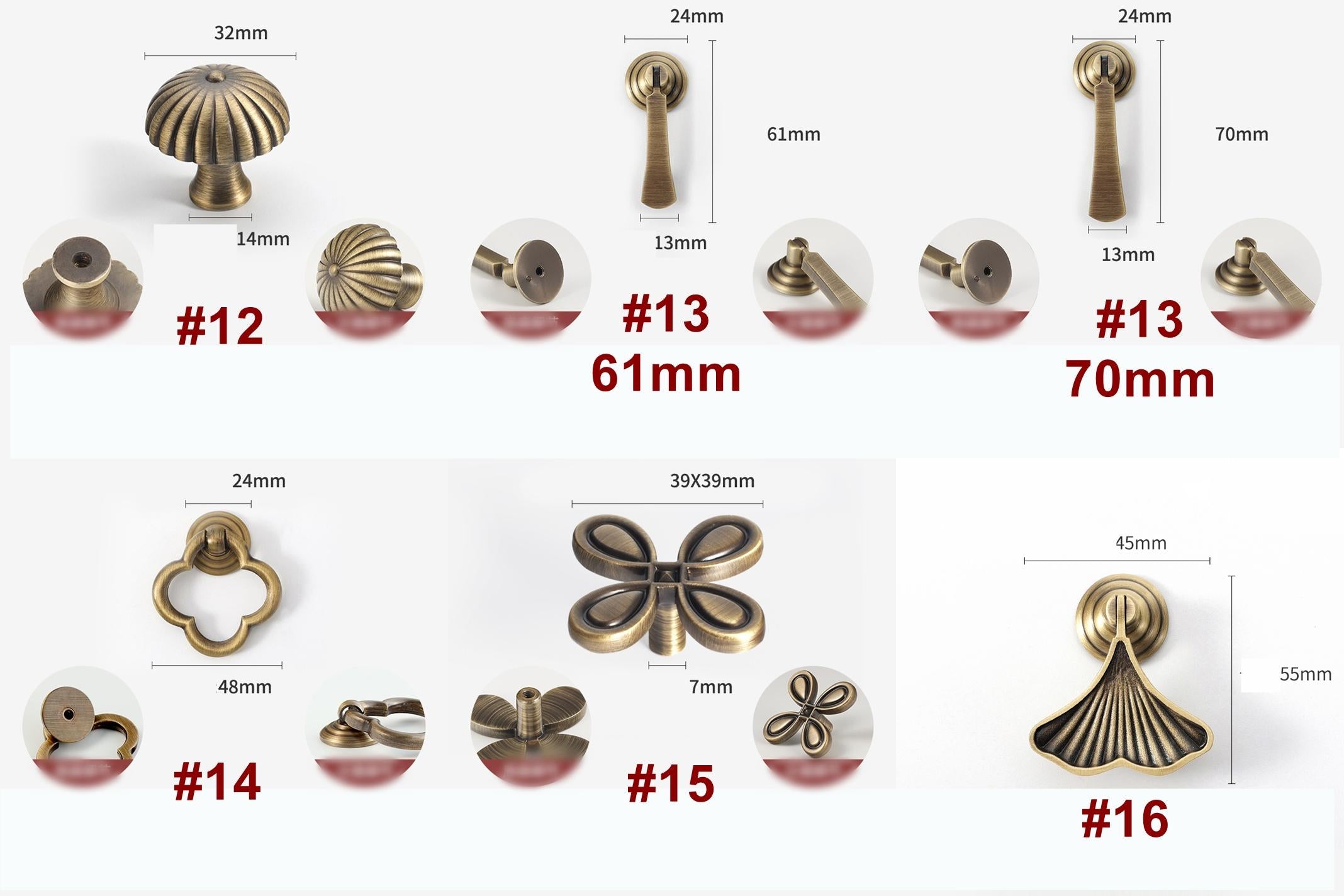 Solid Brass Cabinet Cup Pulls - Antique Bronze Finish for Cabinets - #3 - 25mm / 1pc