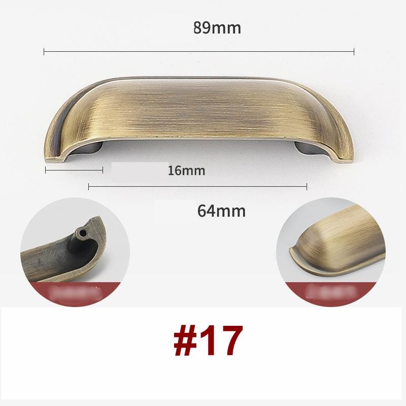 Solid Brass Cabinet Cup Pulls - Antique Bronze Finish for Cabinets - #3 - 30mm / 1pc