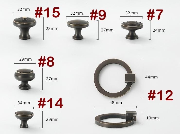 Dark Antique Brass Solid Brass Cabinet Knobs & Pulls - #3