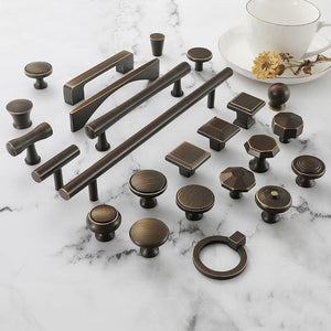 Dark Antique Brass Solid Brass Cabinet Knobs & Pulls - #10
