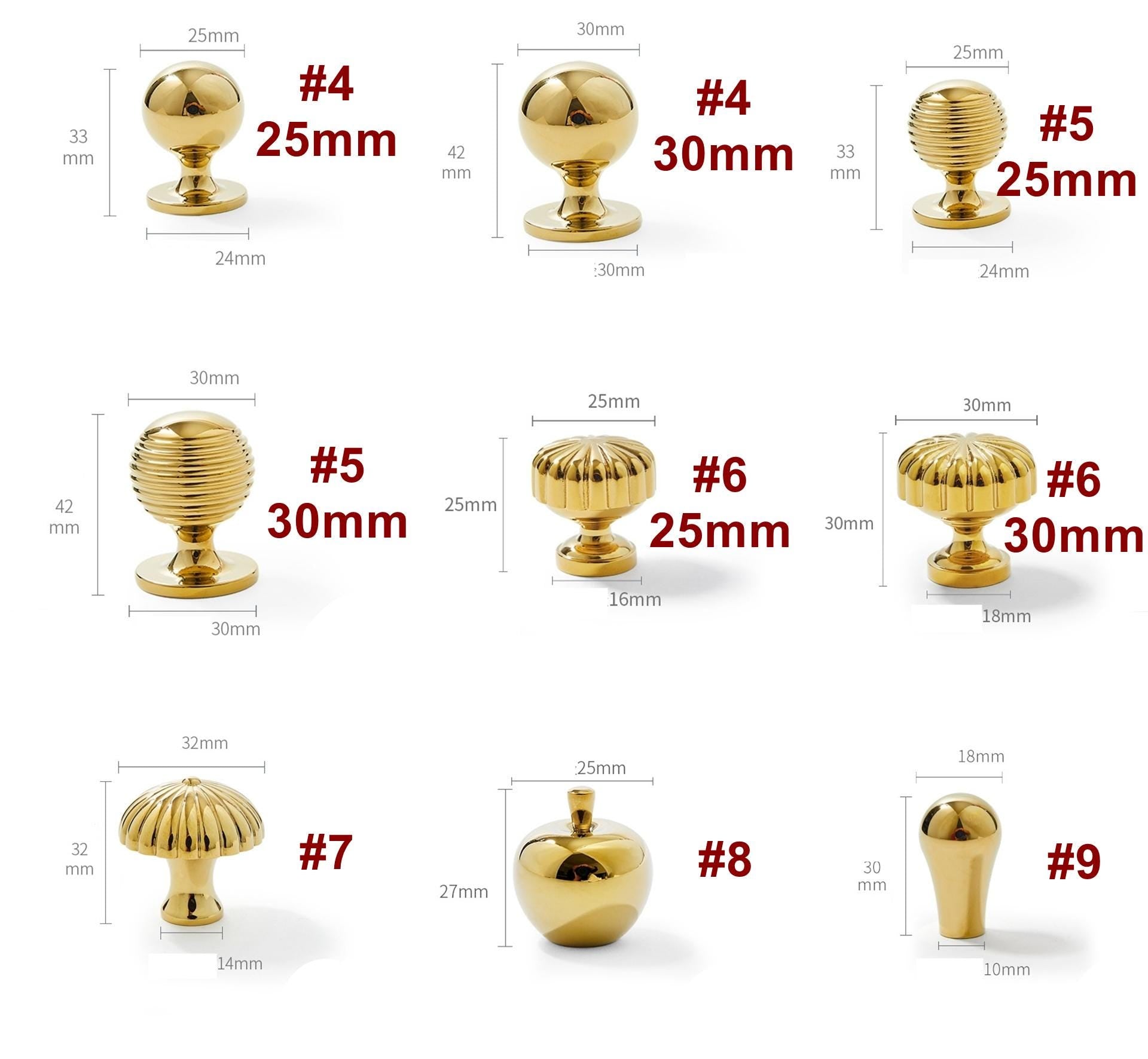 Solid Brass Cabinet Cup Pulls - Gold Finish for Cabinets & Drawers - #1 - 30mm / 1 pc