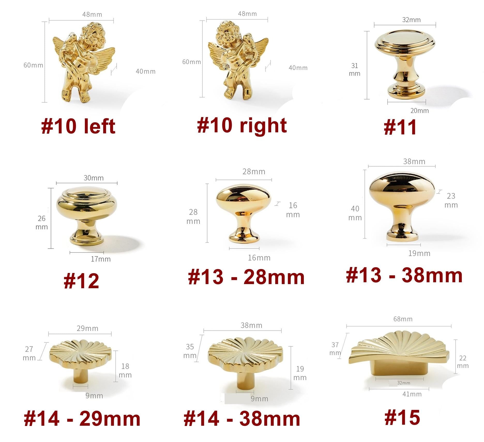 Solid Brass Cabinet Cup Pulls - Gold Finish for Cabinets & Drawers - #2 - 20mm / 1 pc