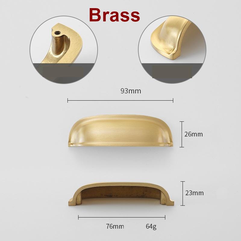 Solid Brass Cabinet Cup Pulls - Silver Finish Decorative Hardware - #3 Gold / 1pc